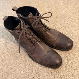 Aston Grey Russell Leather Boots Mens Size 11 Brown Lace Up Ankle Boots